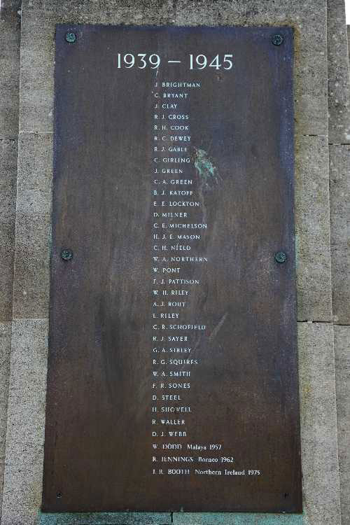 The Second World War, and Subsequent Conflicts, Names Commemorated on the War Memorial for Bourne (Lincs)
