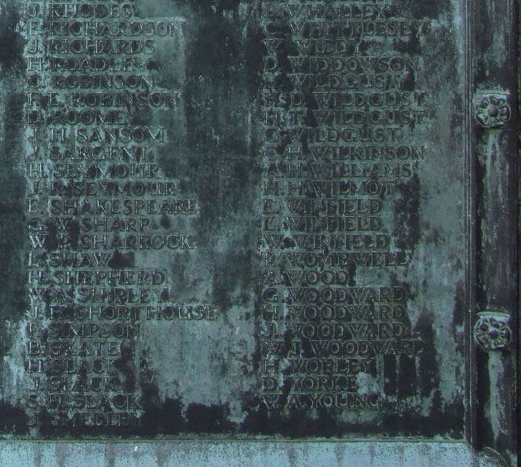 Private Wilmot's Name on the First World War Memorial, - Bulwell, Notts