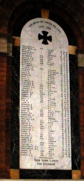 The Two Panels of the War Memorial in St.Paul's Church, Carlton (Nottingham) 