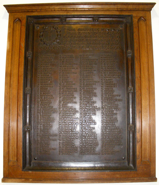 The War Memorial in St. John's Church, Carrington - Nottingham