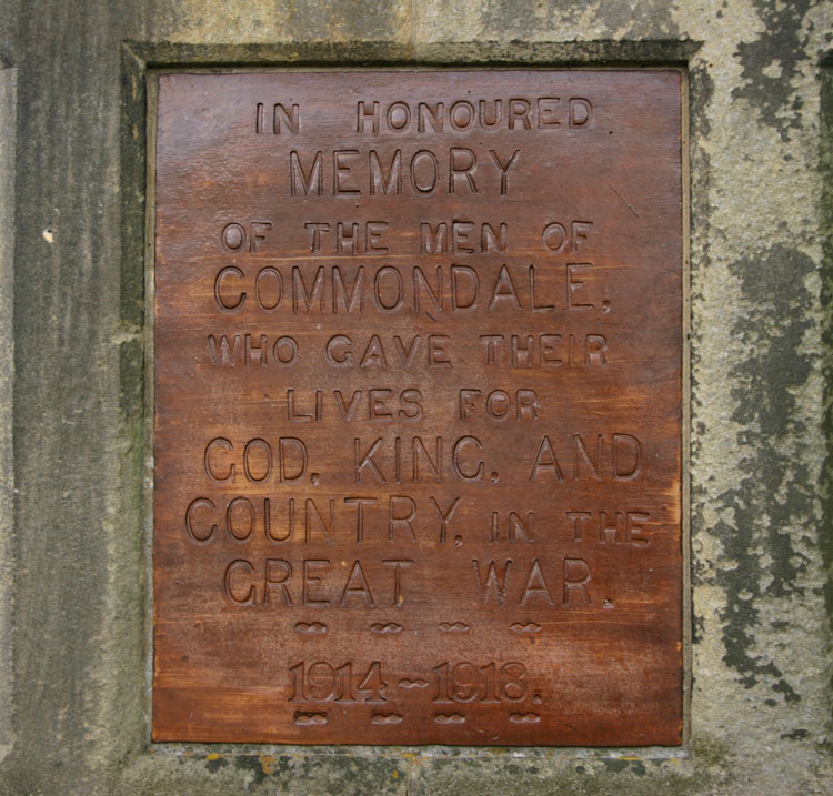 The Dedication on the Commondale War Memorial