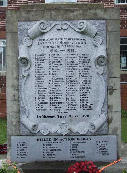 The War Memorial in Coxhoe.