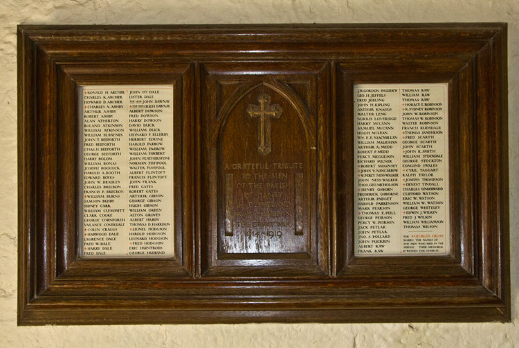 The First World War Roll of Honour in St. Hilda's Church, Danby.