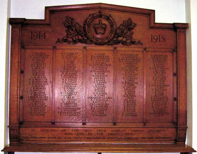 The War Memorial for Dawley, Shropshire, in the Reading Rooms