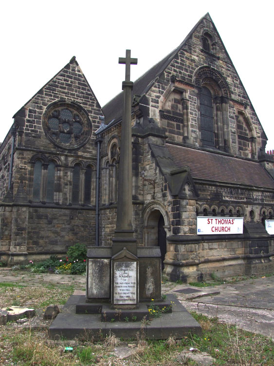 The War Memorial outside St. Thomas' Church, Derby (Pear Tree Road).