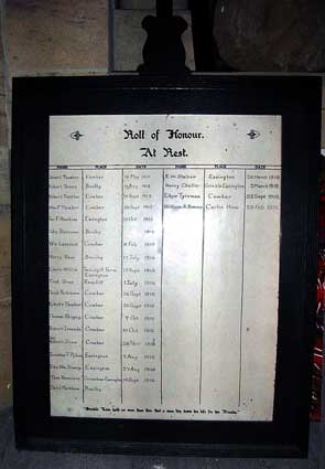 The Memorial inside All Saints' Church, Easington