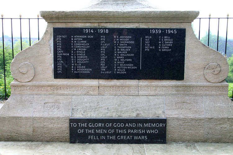 The names on Egglescliffe's War Memorial. 