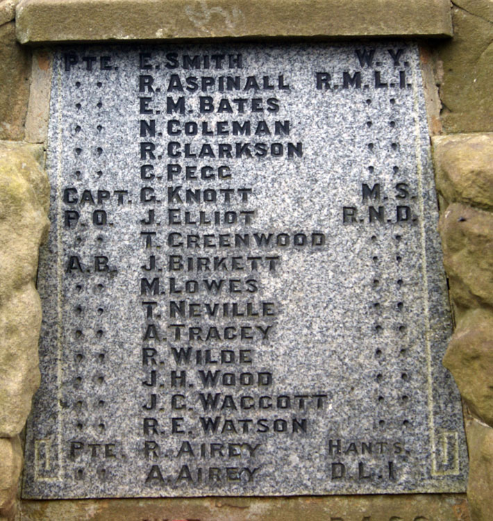 Names on the War Memorial for Eighton Banks (3)