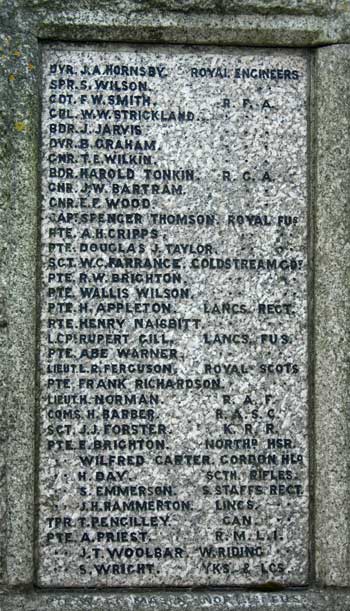 The North WW1 panel of the Eston War Memorial.