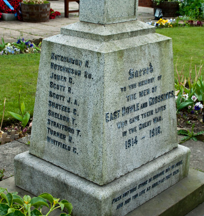 The War Memorial for East Knowle and Crossings, Ferryhill (County Durham)