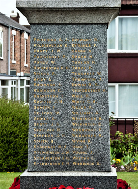 One of the Faces of the War Memorial for Ferryhill (County Durham)