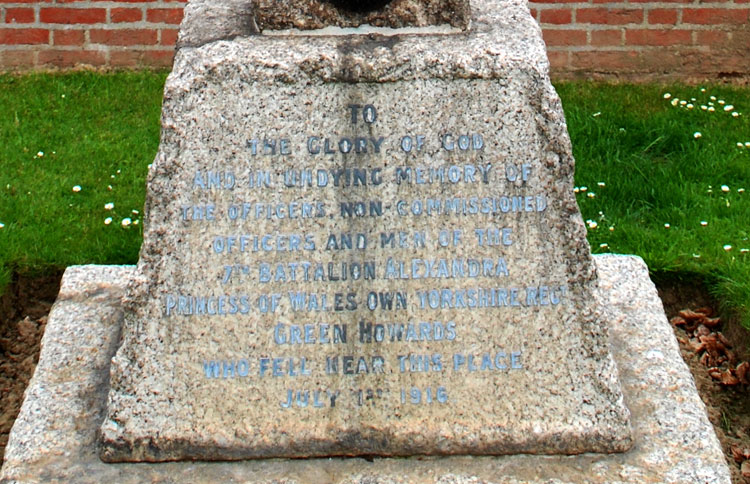 The Dedication on the Fricourt Memorial