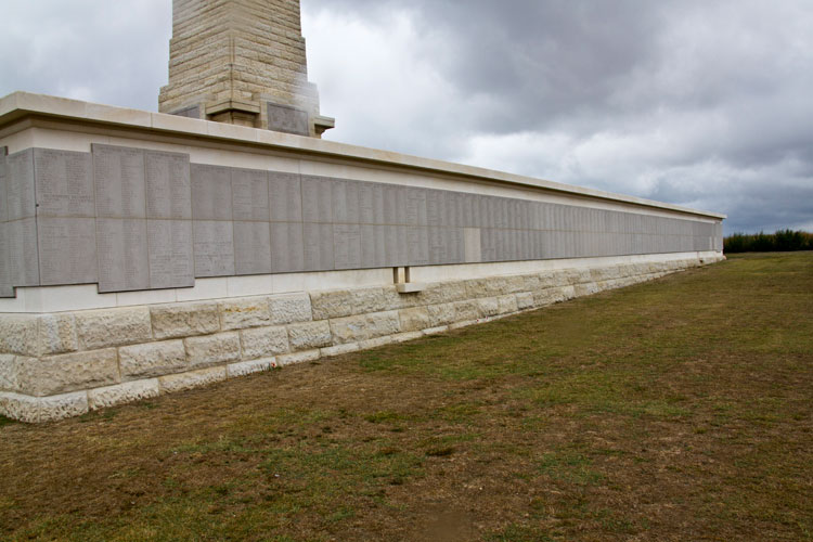 The Wall on the Helles Memorial on Which the Names of Soldiers of the Yorkshire Regiment Are to be Found