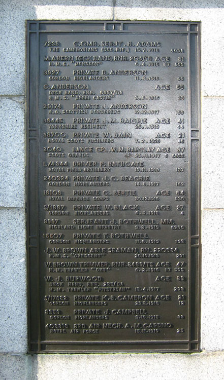 The Plaque on the Screen Wall bearing Private Baigrie's Name