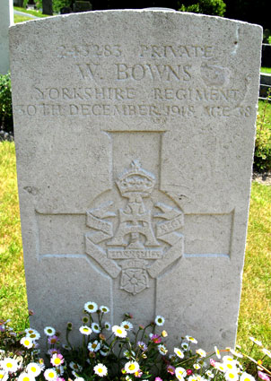 Private Bowns' Headstone in Dover (St. James') Cemetery