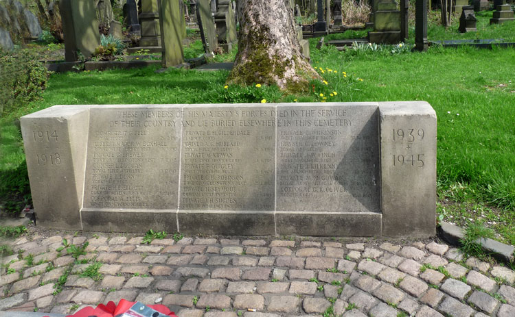 The Memorial Kerb behind the Cross of Sacrifice - Bradford (Undercliffe) Cemetery