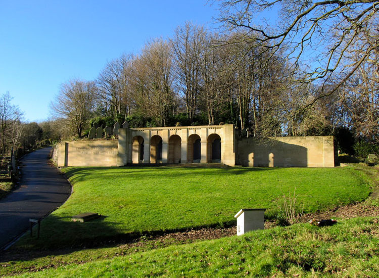 "Soldiers Corner" and the Screen Wall in Bristol (Arnos Vale) Cemetery, - Photographed in February 2014.