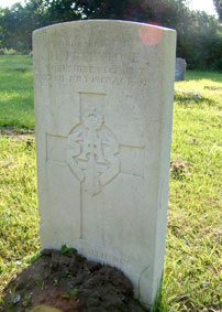Private Freestone's headstone in Bungay Cemetery