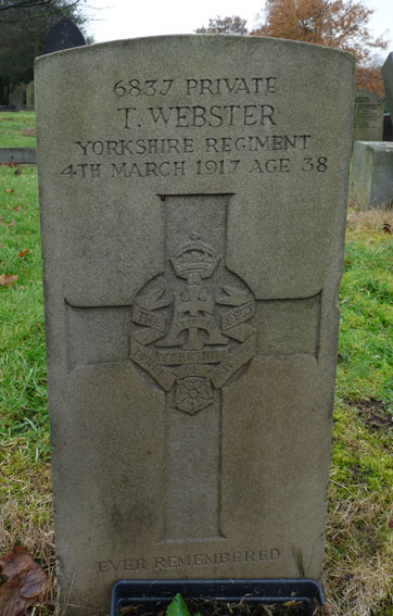 Private Webster's headstone in Burnley Cemetery