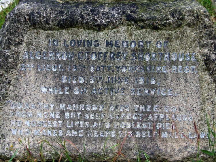 Detail, 2nd Lieutenant Shorthouse's grave in Cambridge City Cemetery