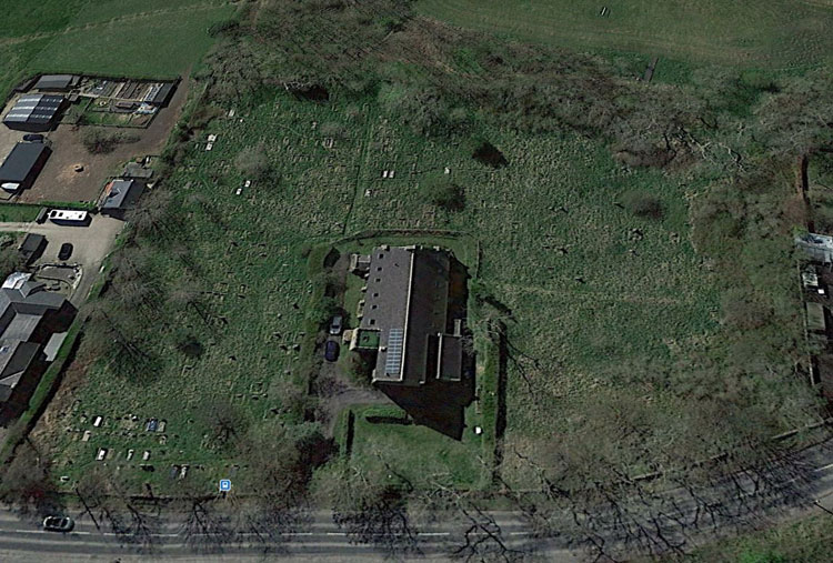 The Satellite view of St. Thomas' Church and Churchyard in Craghead.
