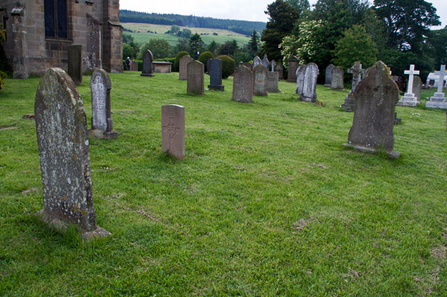 Private Bates' grave in the Churchyard of St. John, East Witton