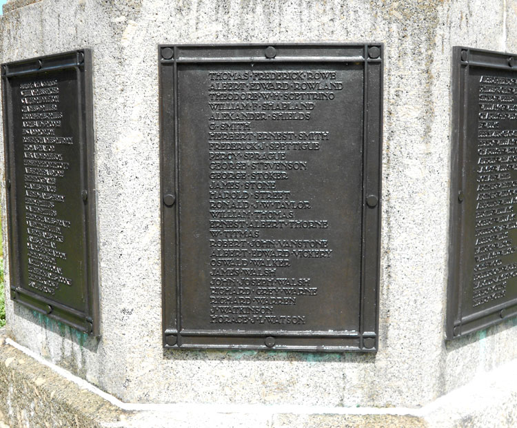 Private Spettigue's Name on the War Memorial that Commemorates Those Buried in Exeter Higher Cemetery