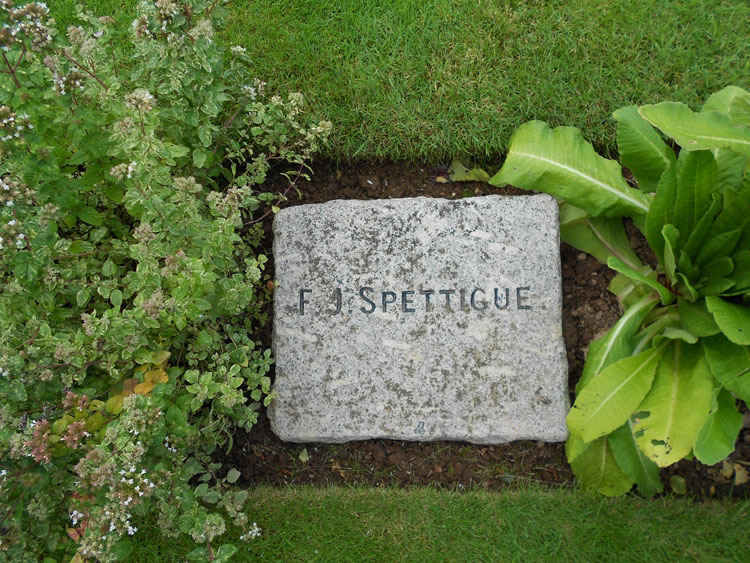 The Commonwealth War Grave headstone for Private F J Spettigue of the Yorkshire Regiment