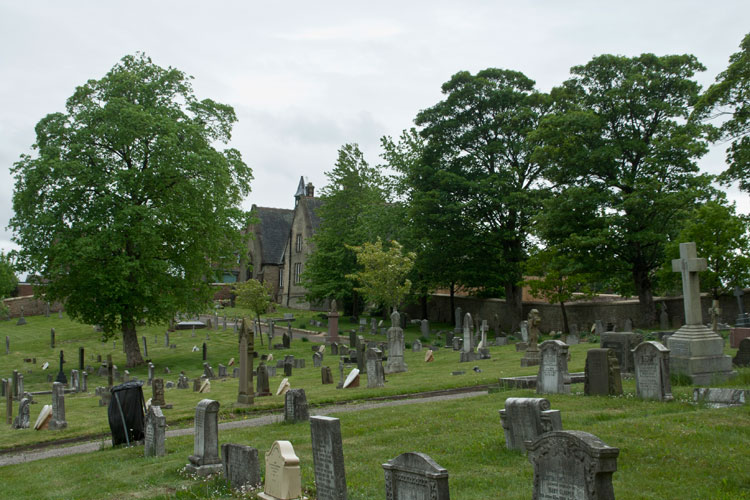 A view of Ferryhill Cemetery, looking towards the Main Entrance