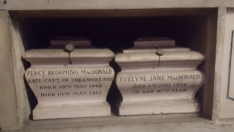 The Funeral Urn for Captain MacDonald in Golders Green Crematorium