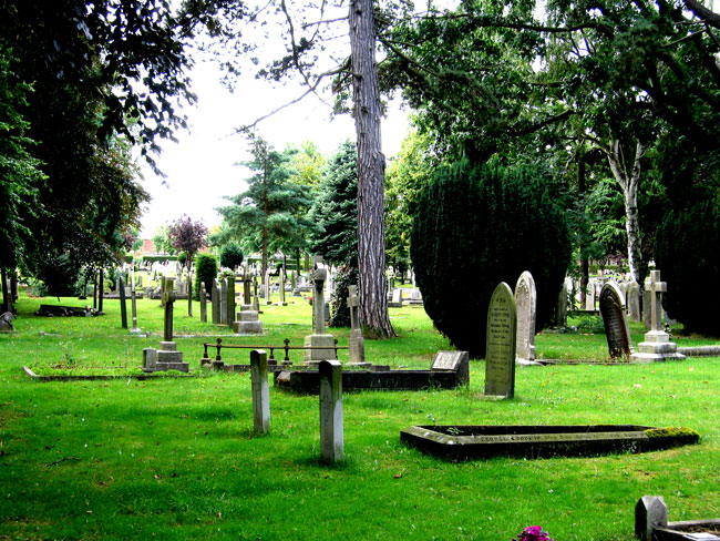 Bingham Cemetery. Private Green's grave is the one nearest to the camera.