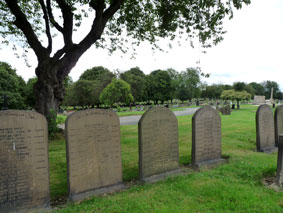 Private Brown's Name on a Common Family Headstone (2nd from left).