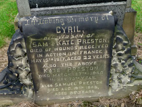 Private Preston's Family Headstone.