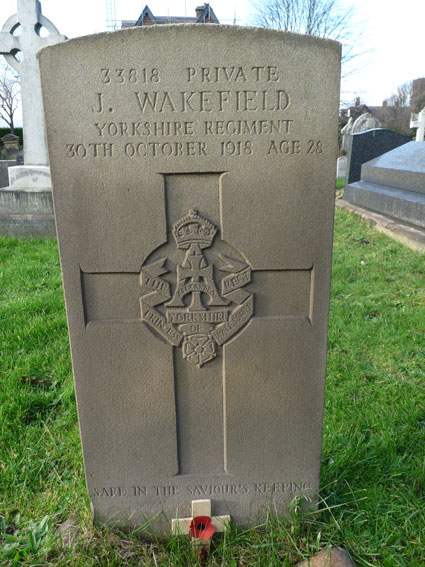 Private Wakefield's headstone in Lytham (St. John the Divine) Churchyard