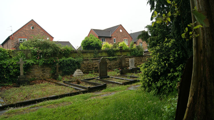 New Malton Cemetery, with Private Dean's and Private Reed's headstones against the Wall
