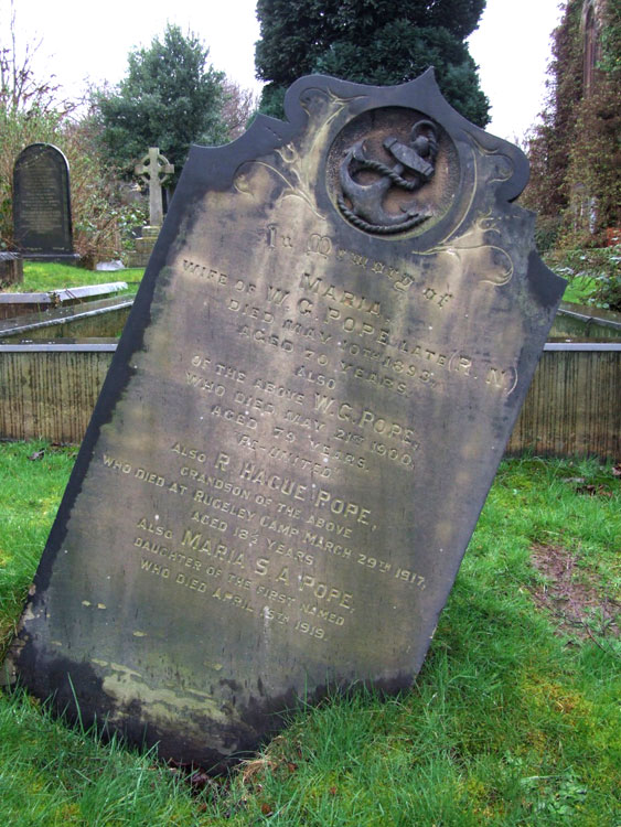 The Pope Family Headstone in Rotherham (Moorgate) Cemetery