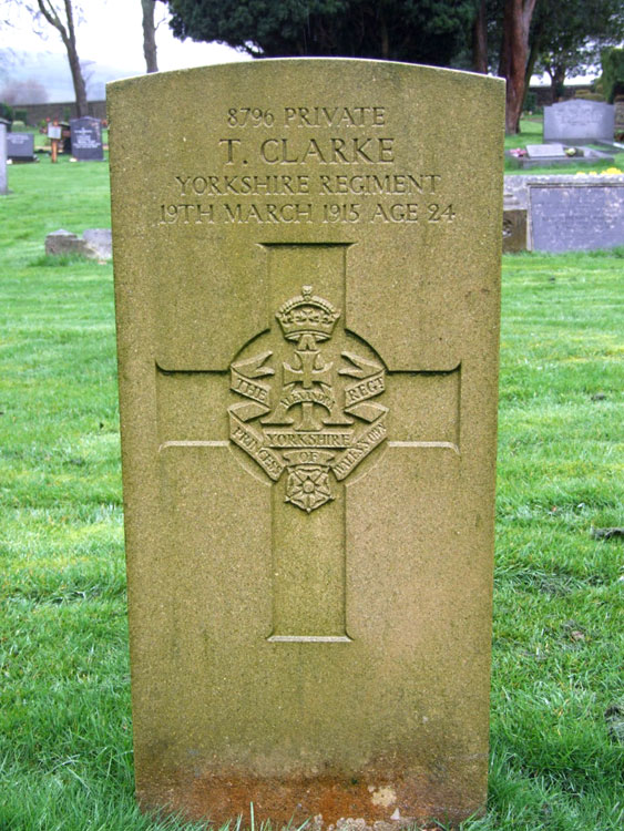 Private Clarke's Headstone in Skipton (Waltonwrays) Cemetery - 1