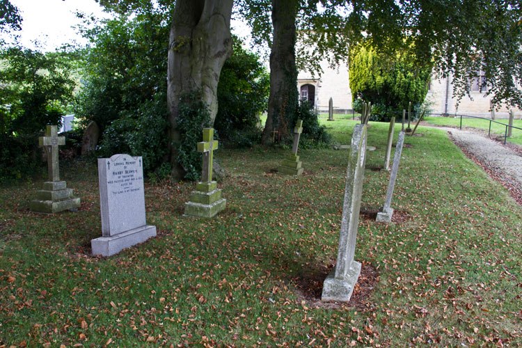 The Headstone for Privates Beswick (foreground) in Snainton (St. Stephen) Churchyard