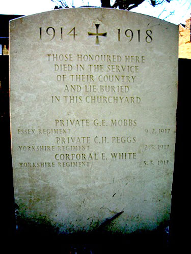 The Special Memorial in Springfield (Holy Trinity) Churchyard to Privates Mobbs & Peggs, and Corporal White.