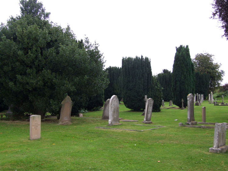 Private Utley's grave (extreme left) in Thirsk Cemetery