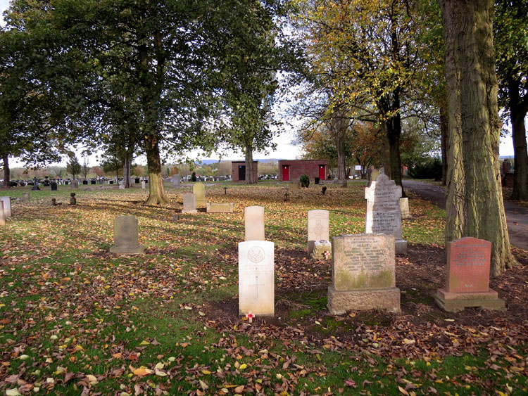 Thornaby Cemetery with Serjeant Musgrove's Headstone in the Centre Right, Second Row