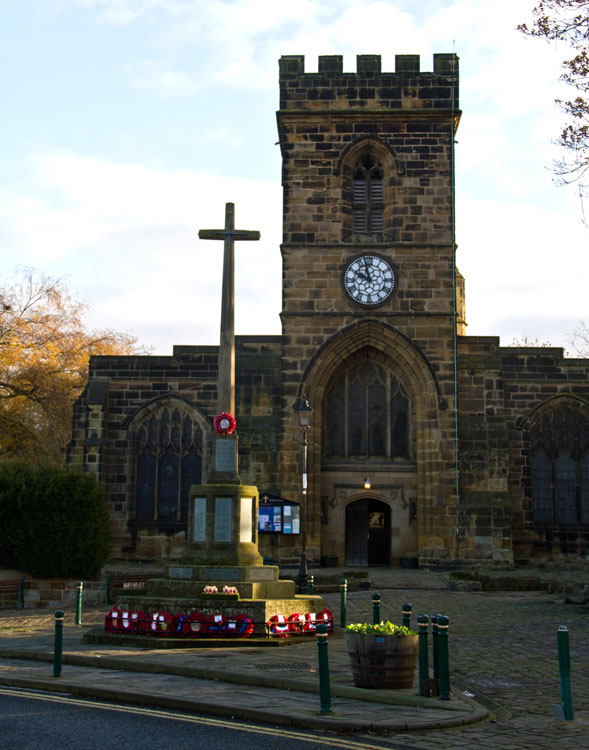 The War Memorial in front of St. Nicholas' Church, Guisborough. 