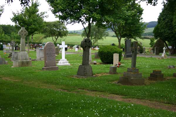 Part of the Eastern end of Guisborough Cemetery, with the view just showing Private watson's grave.