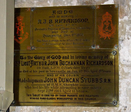 Memorial to Lieutenant Arthur John Buchan Richardson
