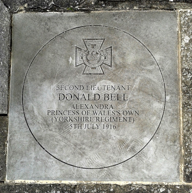 The Commemorative Paviour for Donald Bell, VC.
