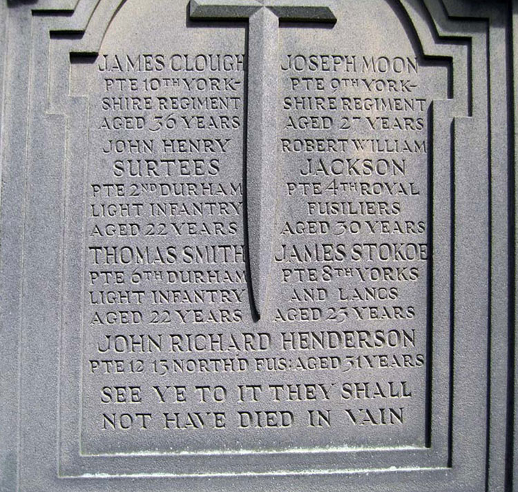 The Memorial Tablet by the entrance to the Church in Howick Hall Gardens. 