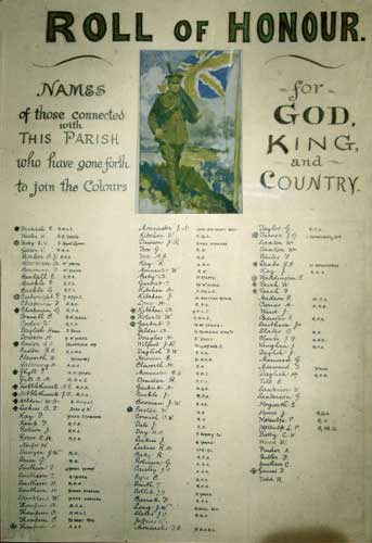 The Roll of Honour in the Church of St. Nicholas, Husthwaite.