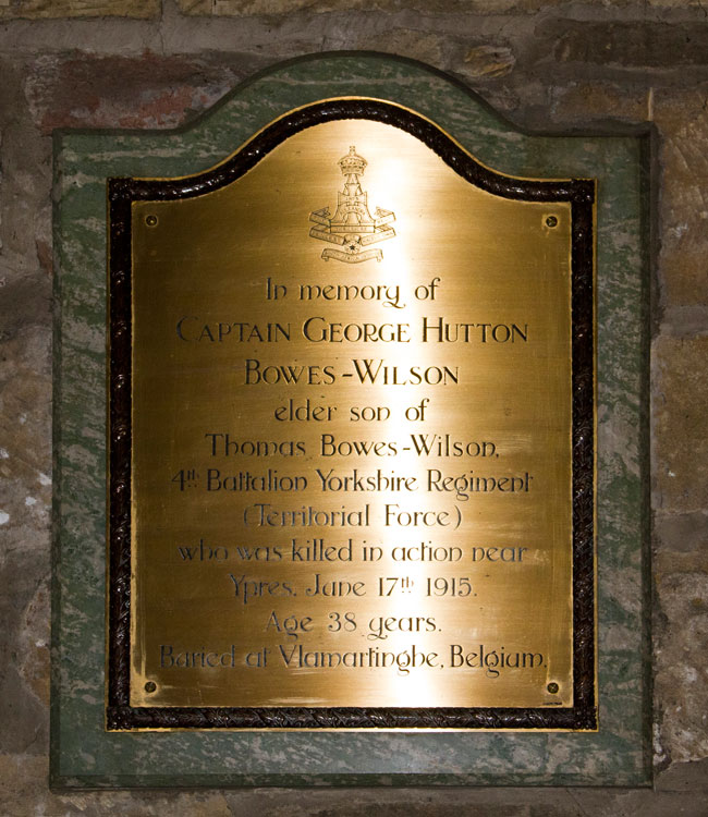 The Memorial to Captain George Hutton Bowes-Wilson in All Saints' Church, Hutton Rudby.