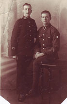 Seated (right) Drummer W Walton D Company, 3rd Battalion Yorkshire Regiment, 