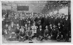 Durham City, North Road, Railway Station, 1400 Hours 3 September 1914, men from Durham City leave to join the Yorkshire Regiment